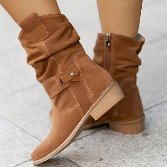 Low Heel Boots with Zipper for Women