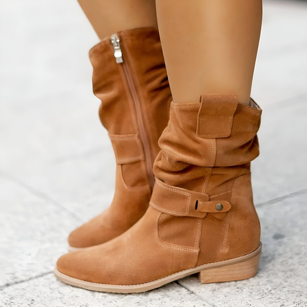 Low Heel Boots with Zipper for Women