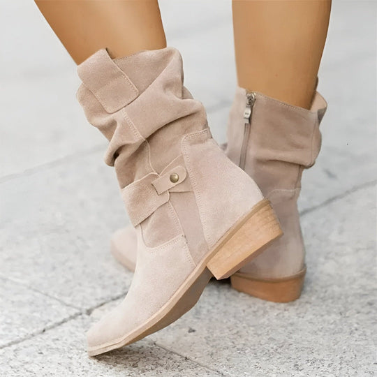 Low Heel Boots with Zipper for Women