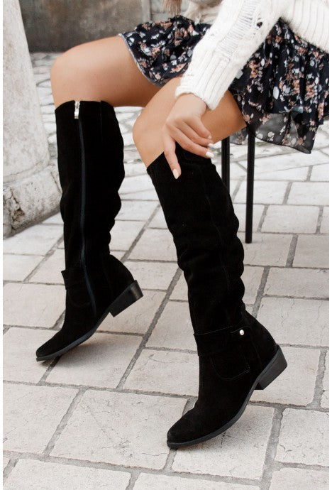 Retro High-Knee Boots with Zipper for Women