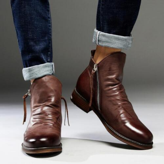 High-top Tassel Zip Leather Boots for Men