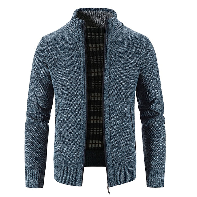 Trendy Zip-up Turtleneck Knitted Cardigan for Men