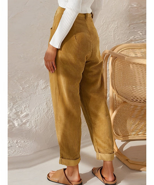 Stylish High Waist Corduroy Pants for Women