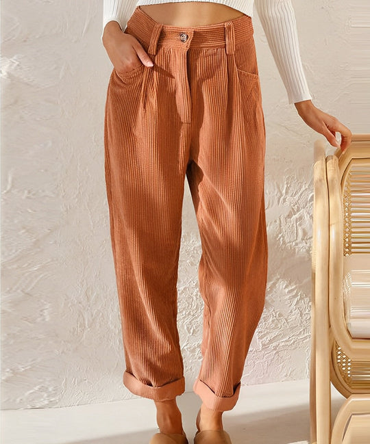 Stylish High Waist Corduroy Pants for Women