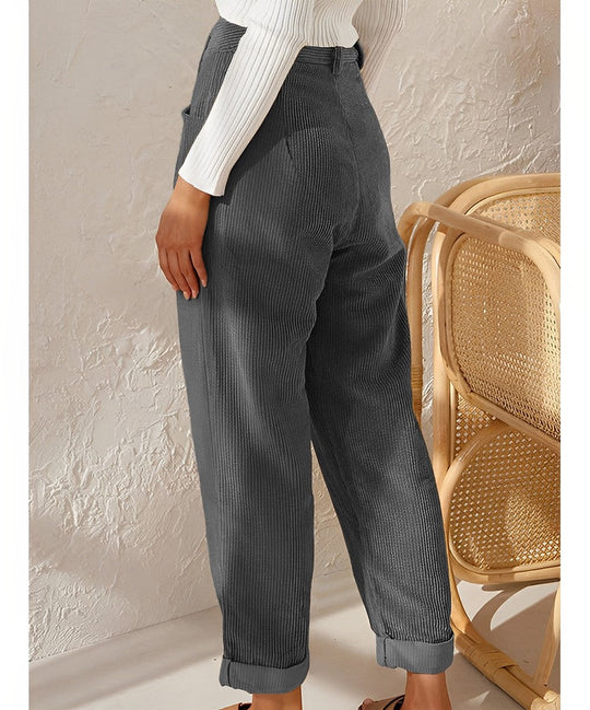 Stylish High Waist Corduroy Pants for Women